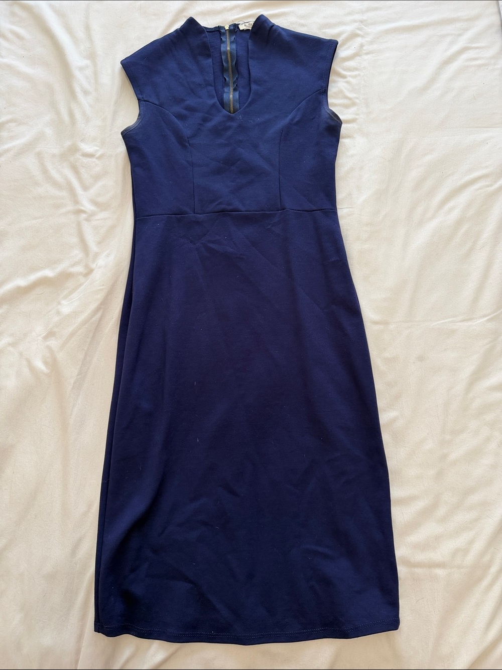 Rolla Coster Navy Midi Sheath Dress with Keyhole Neck